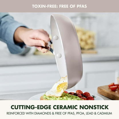 NOVA 2PC CERAMIC NONSTICK FRY PAN SET CLAY