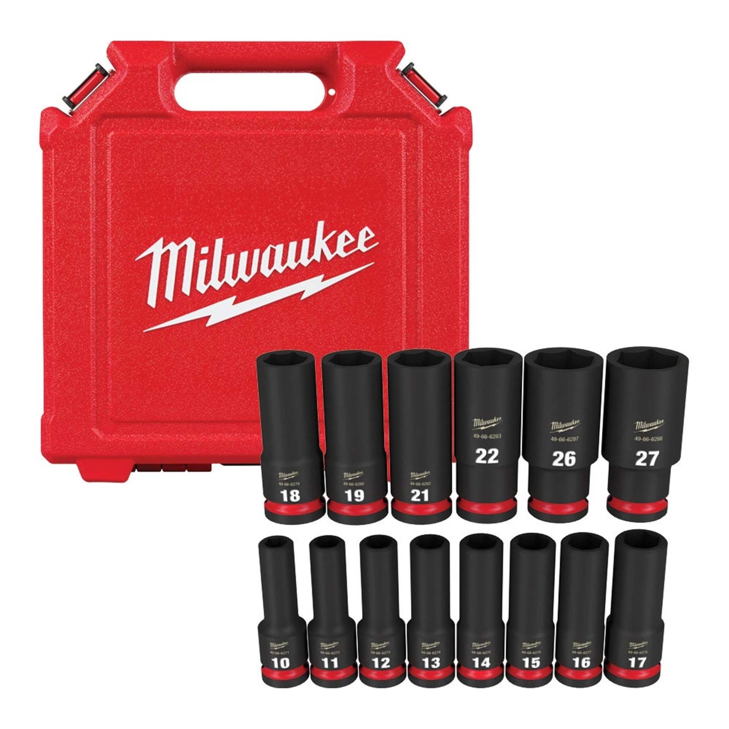 14PC SHOCKWAVE IMPACT DUTY 1/2" DRIVE METRIC DEEP 6 POINT SOCKET SET