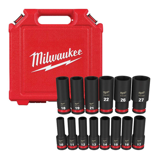 14PC SHOCKWAVE IMPACT DUTY 1/2" DRIVE METRIC DEEP 6 POINT SOCKET SET