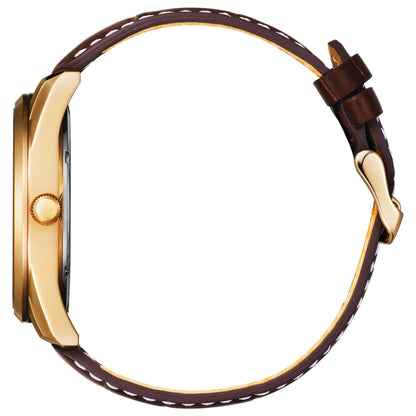 MENS QUARTZ LEATHER STRAP WATCH