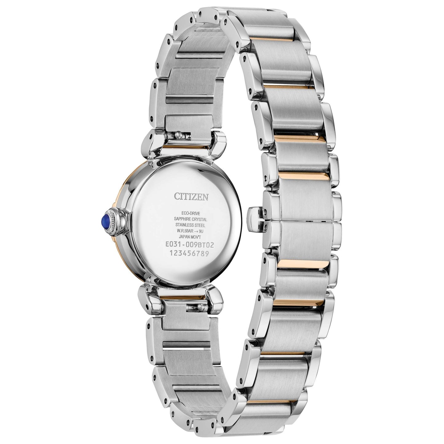LADIES' MAE ECO-DRIVE TWO-TONE STAINLESS STEEL WATCH, WHITE MOP DIAL