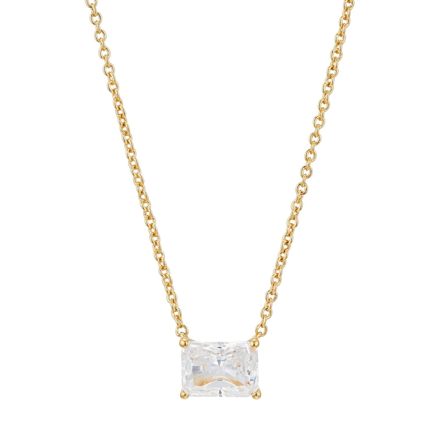 LARGE EMERALD CUT CZ NECKLACE