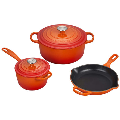 5PC SIGNATURE CAST IRON COOKWARE SET FLAME