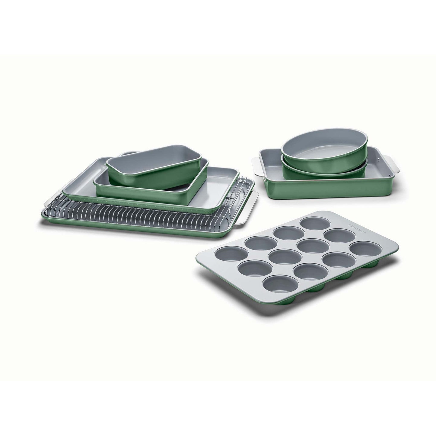11PC NON-TOXIC NONSTICK CERAMIC MEGA BAKEWARE SET SAGE