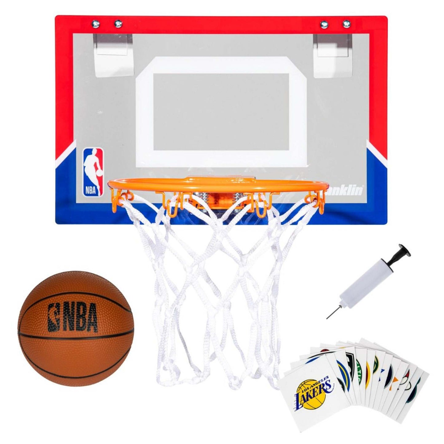 NBA OVER-THE-DOOR HOOP SET W/ 30 OFFICIAL NBA STICKERS