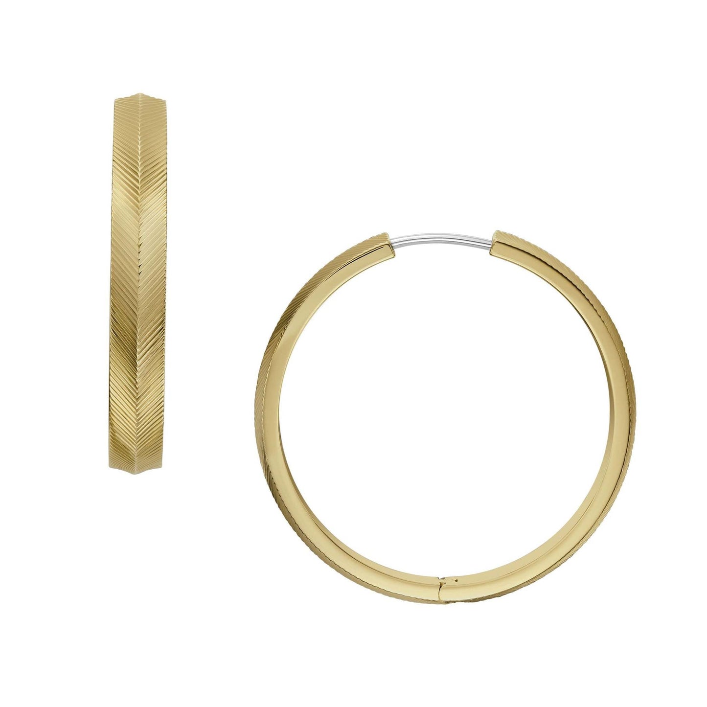 HARLOW LINEAR TEXTURE STAINLESS STEEL HOOP EARRINGS