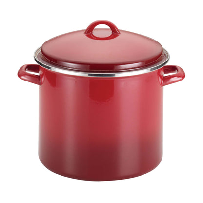 12QT ENAMEL ON STEEL STOCKPOT W/ LID