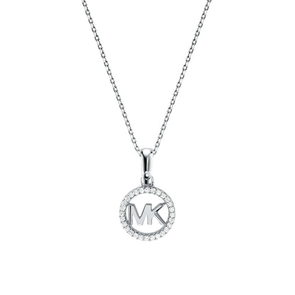 STERLING KORS LOGO NECKLACE