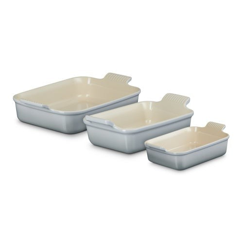 3pc Heritage Stoneware Rectangular Baking Dish Set French Gray