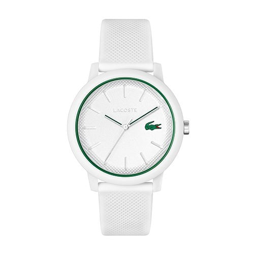 Mens 12.12 White & Green Silicone Strap Watch White Dial