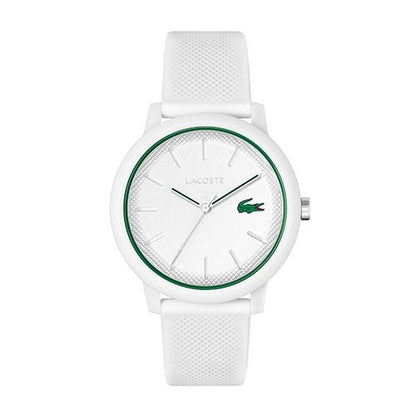Mens 12.12 White & Green Silicone Strap Watch White Dial